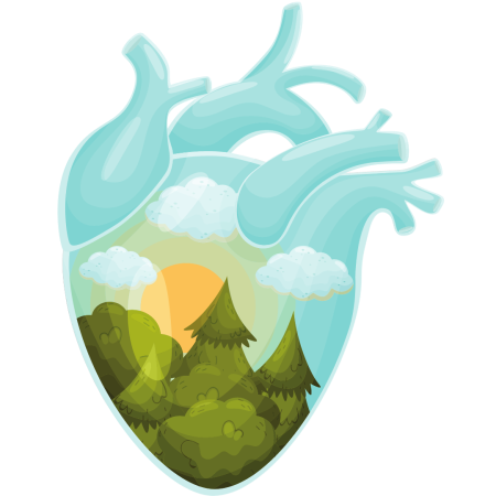 Corazón con un paisaje dentro de él